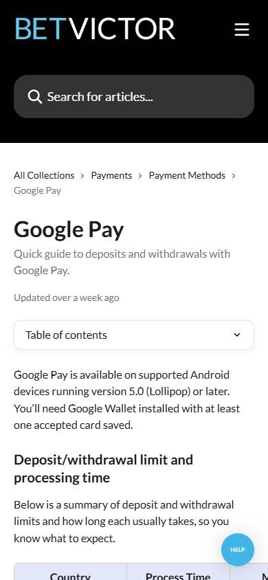 BetVictor google pay betting site uk