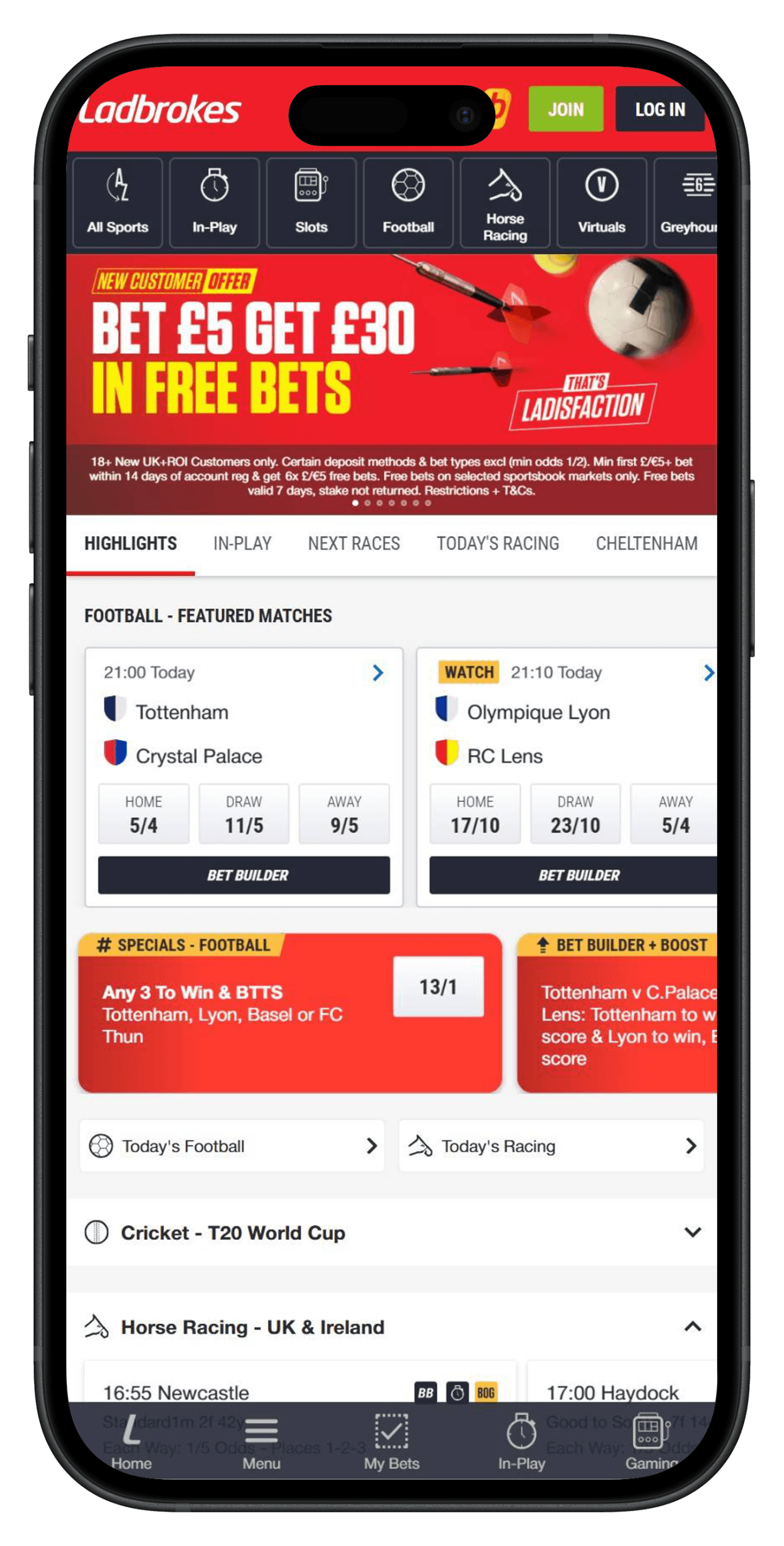 screenshot of ladbrokes betting site in uk