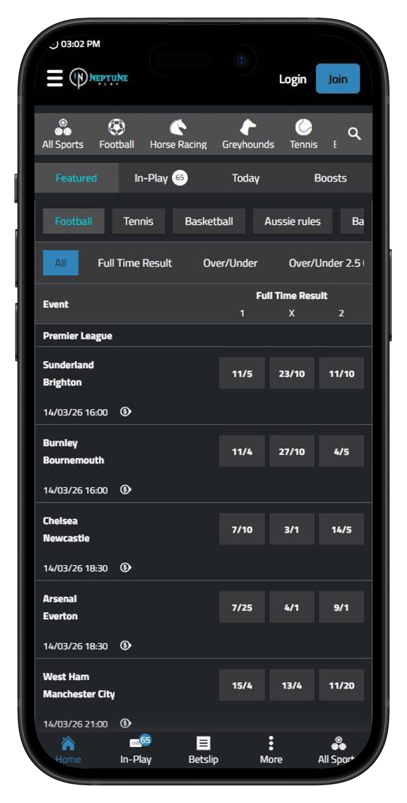 screenshot of betvictor betting site in uk