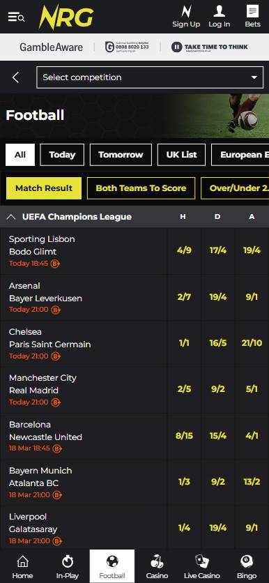 nrg bet 1 deposit betting site