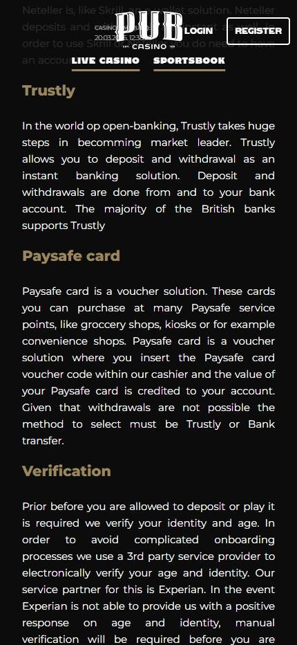 trustly pubsports deposit method