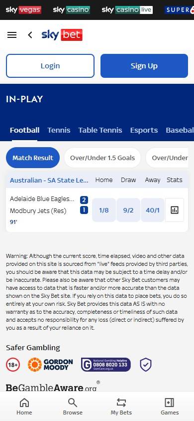 skybet live in-play betting