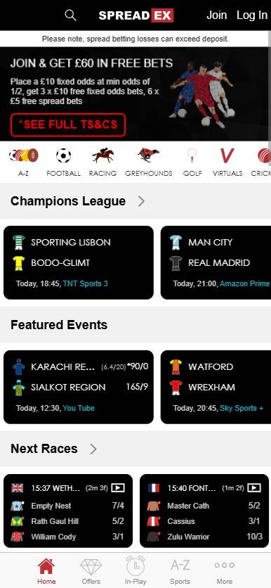 spreadex 1 deposit betting site