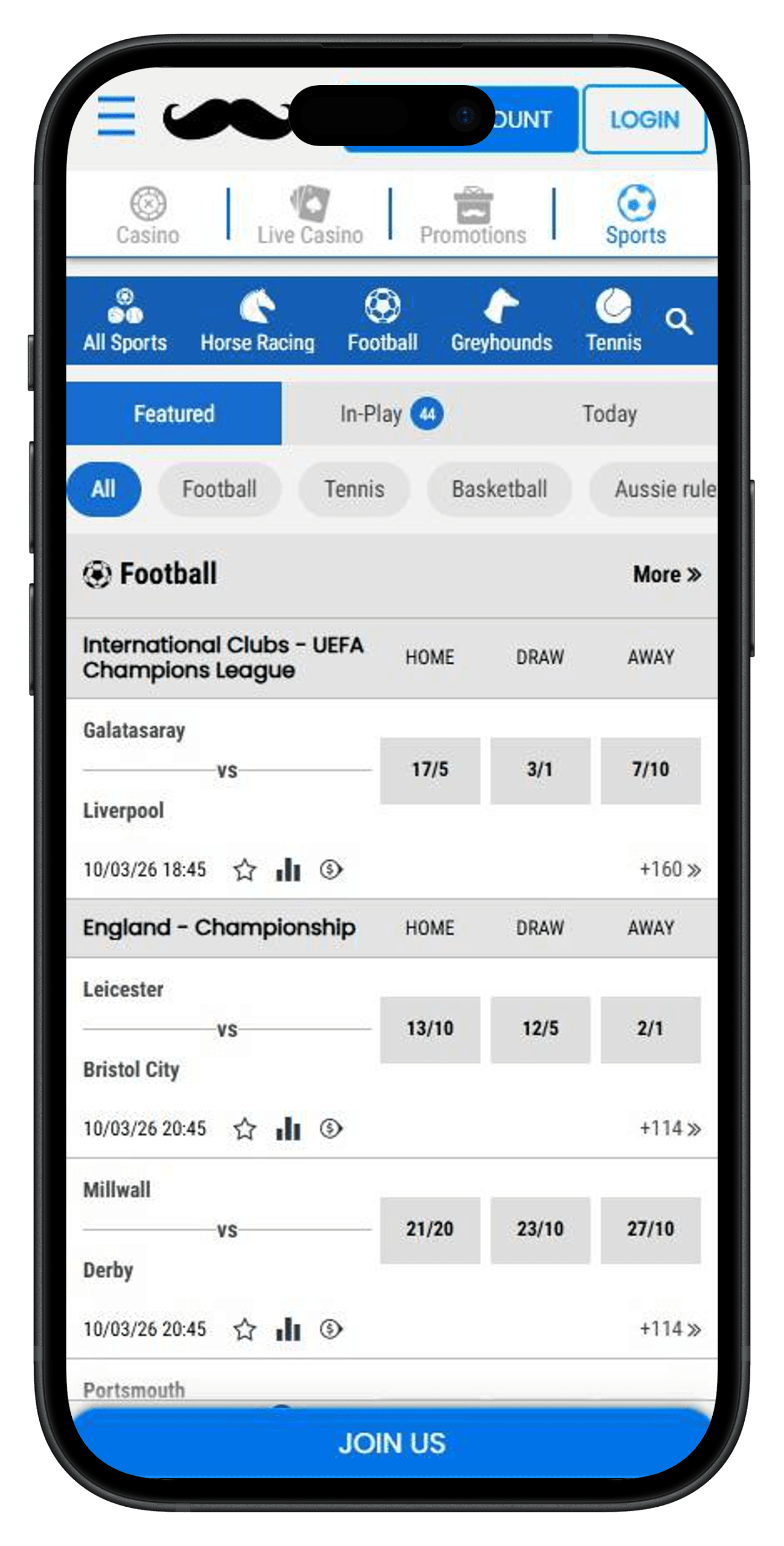 screenshot of betvictor betting site in uk